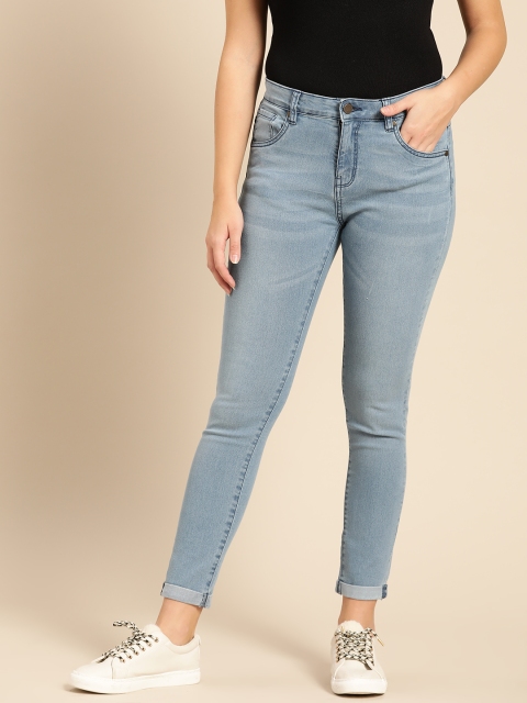 

DressBerry Women Blue Skinny Fit Mid-Rise Clean Look Stretchable Ankle Length Jeans