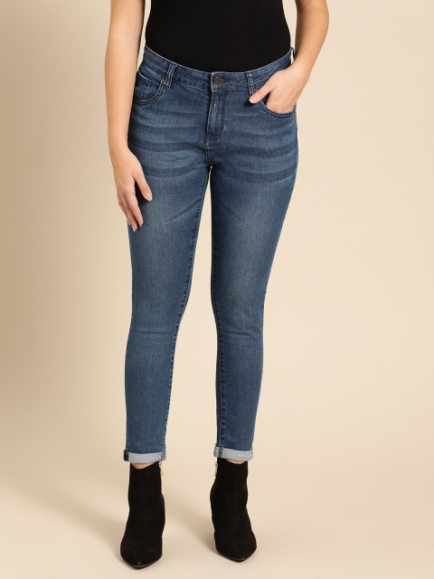 

DressBerry Women Blue Skinny Fit Mid-Rise Clean Look Stretchable Ankle Length Jeans