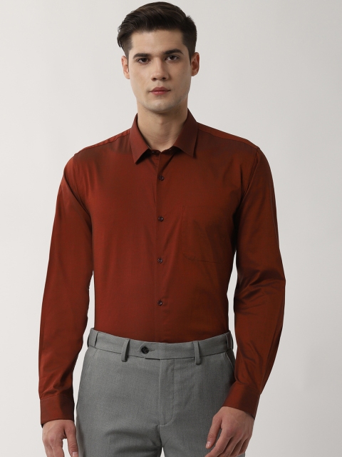 

Peter England Men Rust Red Regular Fit Solid Formal Shirt