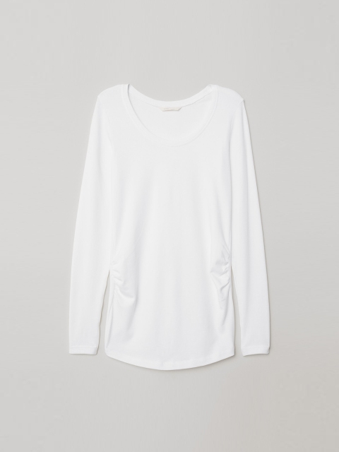 

H&M Women White Solid MAMA Jersey Top