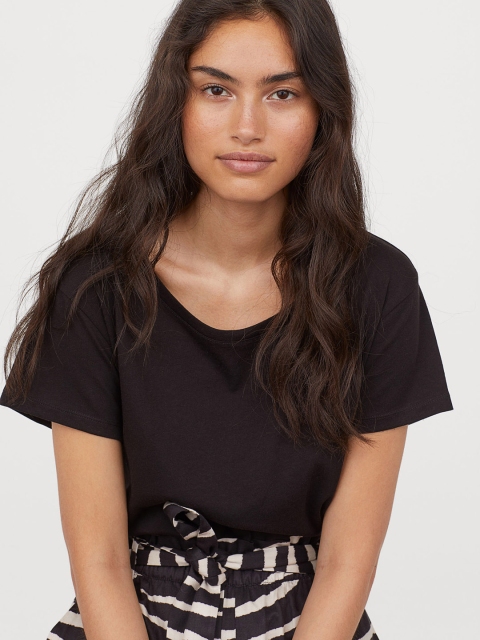 

H&M Women Black Solid Jersey Top