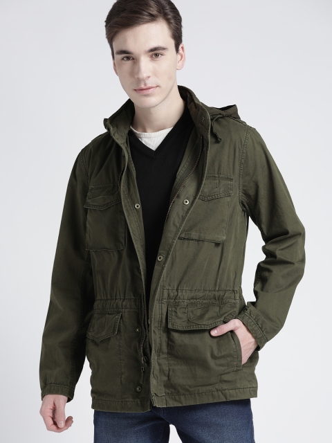 

GAP Men's Jacket with Hidden Hood, Olive