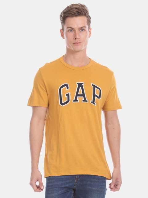 

GAP Men Yellow Logo Printed Crew Neck T-Shirt