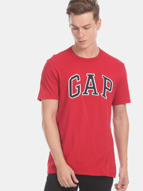 

GAP Men Red Brand Logo Print Round Neck T-shirt