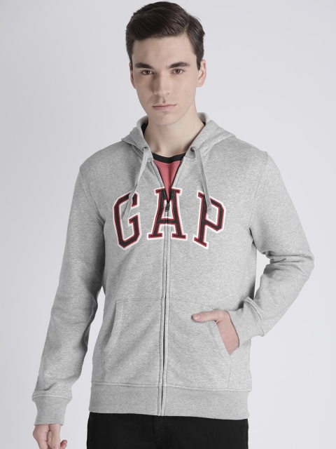 

GAP Men's Logo Full-Zip Hoodie, Grey melange
