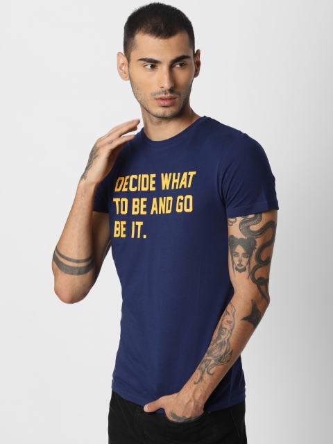 

Jack & Jones Men Navy Blue Printed Slim Fit Round Neck T-shirt