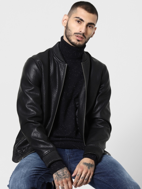 

Jack & Jones Men Black Ribbed Sweater