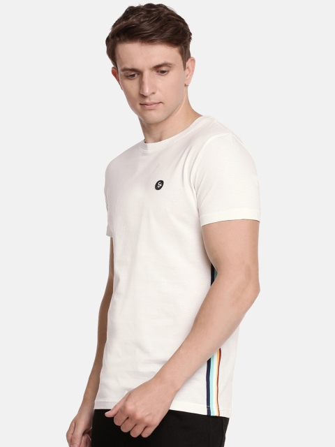 

Jack Jones Men White Solid Round Neck Pure Cotton T-shirt