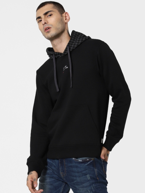 

Jack & Jones Men Black Solid Hooded Pullover Sweatshirt