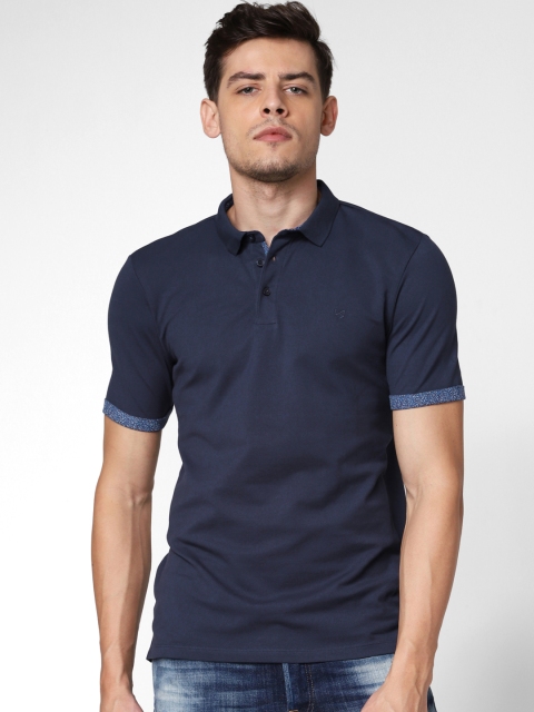 

Jack & Jones Men Navy Blue Solid Polo Collar T-shirt