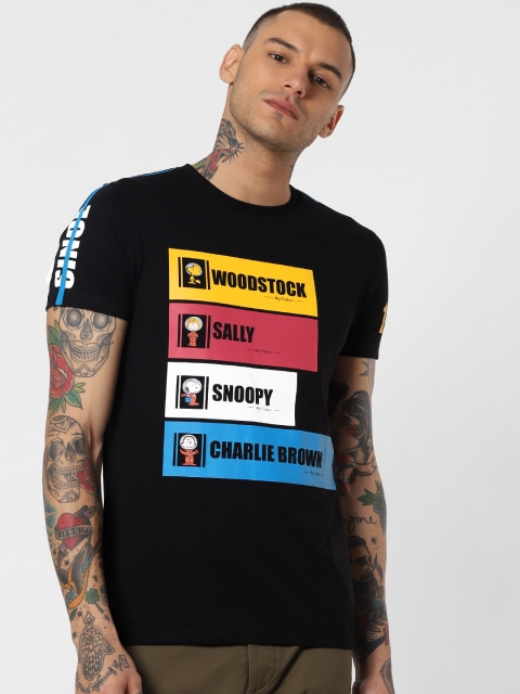 

Jack & Jones Men Black Printed Slim Fit Round Neck T-shirt