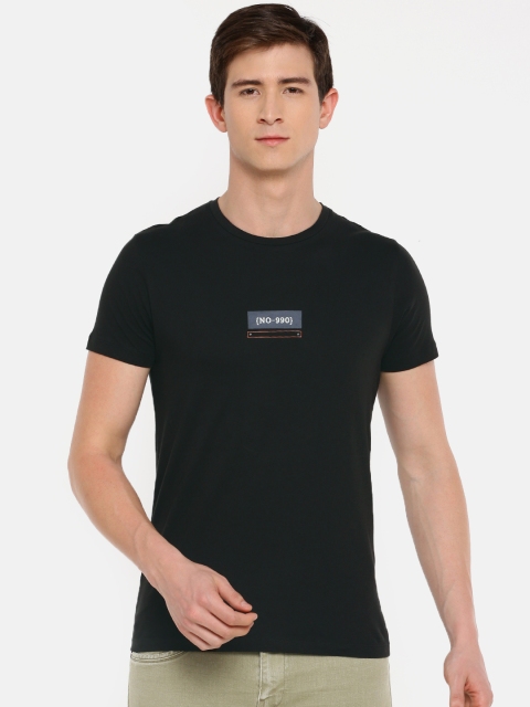 

Jack Jones Men Black Printed Slim Fit Round Neck Pure Cotton T-shirt