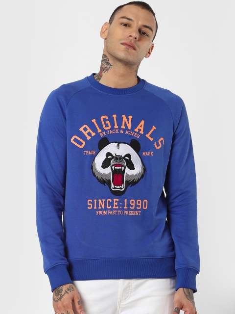 

Jack & Jones Men Blue & Orange Printed Sweatshirt