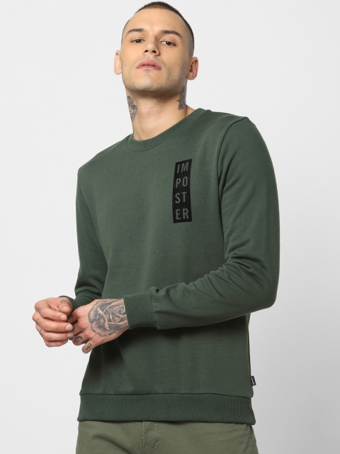 

Jack & Jones Men Olive Green Printed Sweatshirt