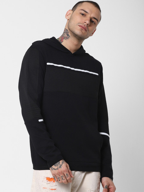 

Jack & Jones Men Black Solid Hooded Pullover Sweatshirt
