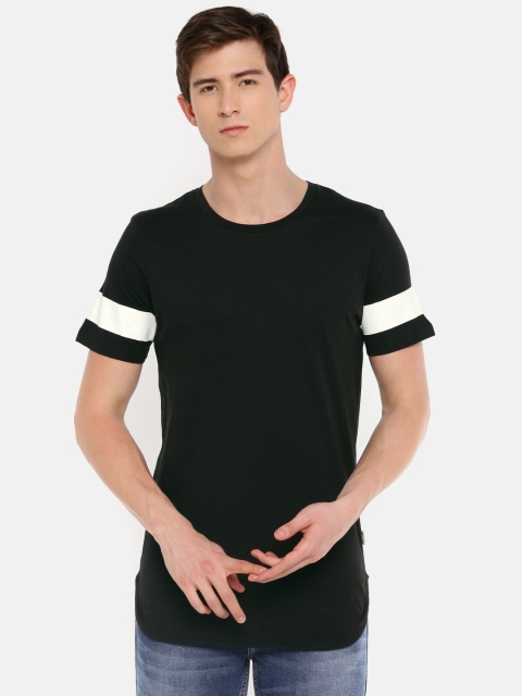 

Jack Jones Men Black Solid Slim Fit Round Neck Pure Cotton T-shirt