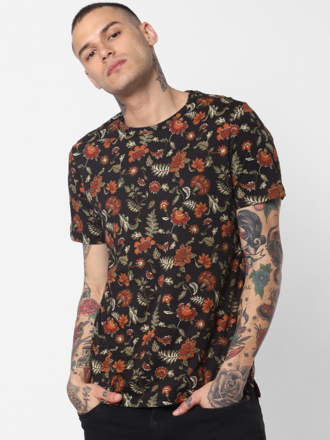 

Jack & Jones Men Black Printed Round Neck T-shirt