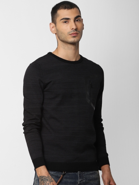 

Jack & Jones Men Black Self Design Sweater