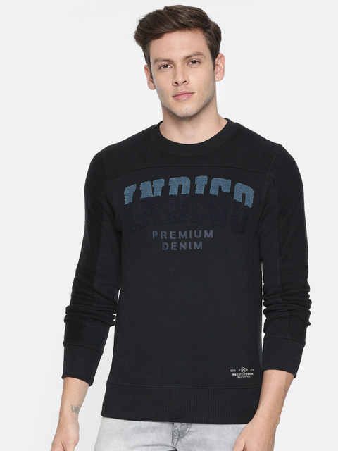 

Jack & Jones Men Black Self Design Sweatshirt