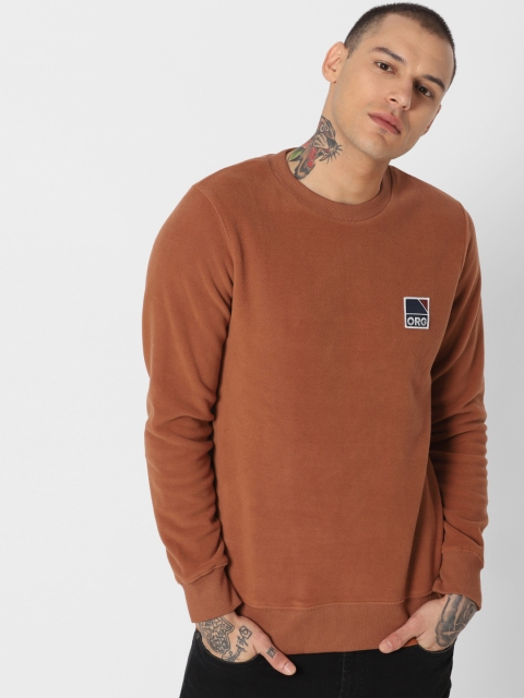 

Jack & Jones Men Rust Brown Solid Sweatshirt