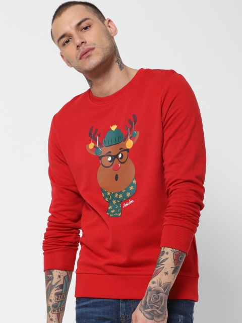 

Jack & Jones Men Red Printed Sweatshirt