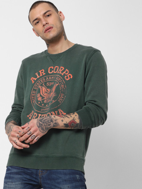 

Jack & Jones Men Green & Orange Printed Sweatshirt