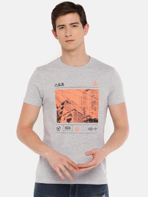 

Jack & Jones Men Grey Printed Slim Fit Round Neck T-shirt