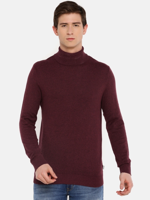 

Jack & Jones Men Burgundy Solid Pullover Sweater