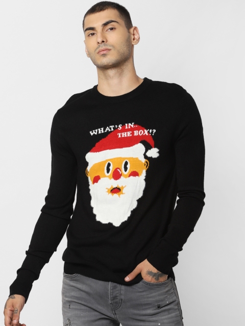 

Jack & Jones Men Black Self Design Sweater