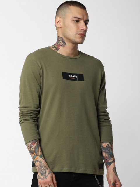 

Jack & Jones Men Olive Green Solid Round Neck T-shirt