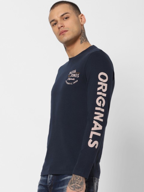 

Jack & Jones Men Navy Blue Printed Round Neck T-shirt