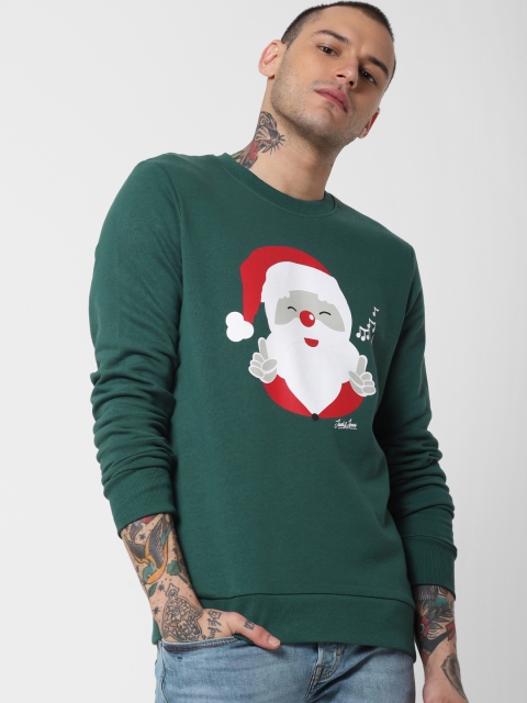 

Jack & Jones Men Green Printed Sweatshirt