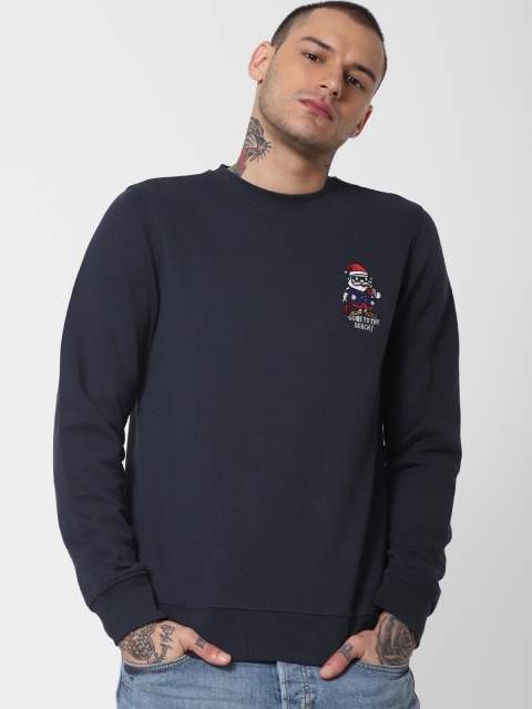 

Jack & Jones Men Navy Blue Solid Sweatshirt