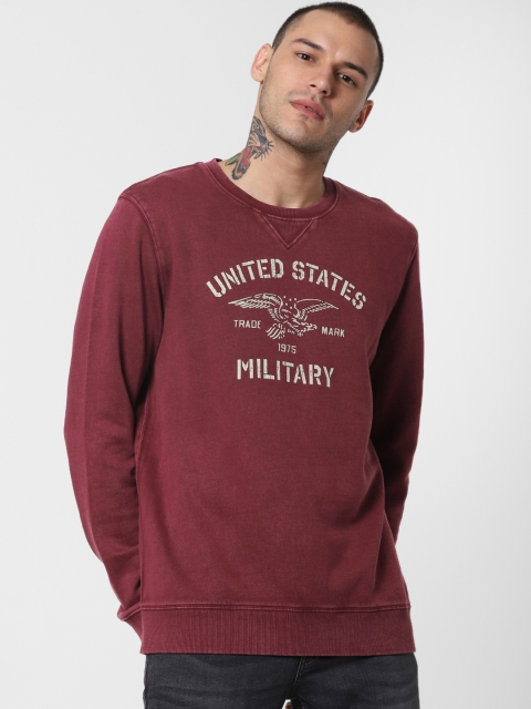 

Jack & Jones Men Maroon Printed Sweatshirt