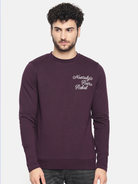 

Jack & Jones Men Purple Embroidered Sweatshirt