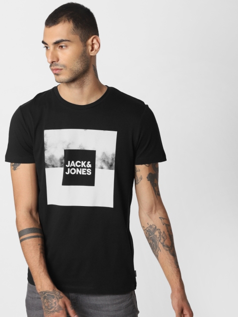 

Jack & Jones Men Black Printed Round Neck T-shirt