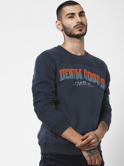 

Jack & Jones Men Navy Blue Embroidered Sweatshirt