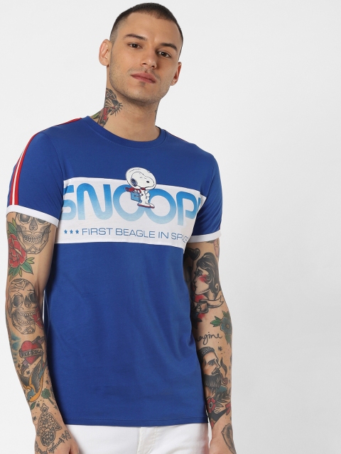 

Jack & Jones Men Blue Printed Slim Fit Round Neck T-shirt