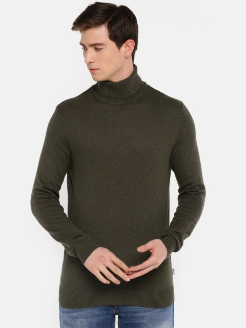 

Jack & Jones Men Olive Green Solid Pullover Sweater