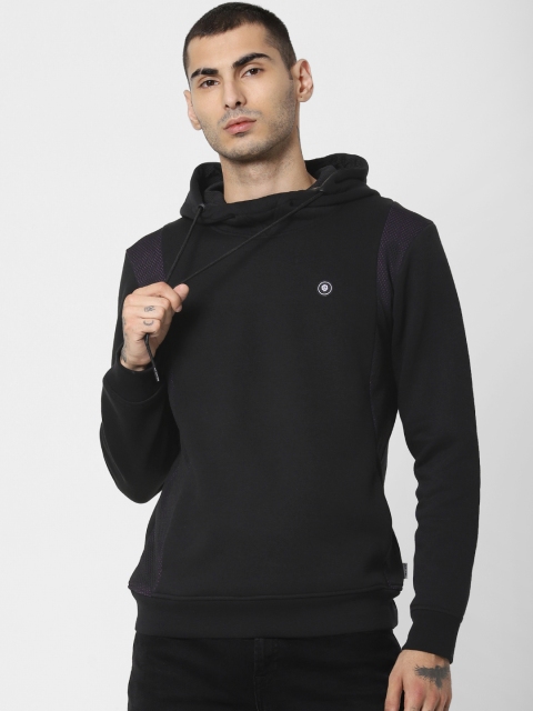 

Jack & Jones Men Black Solid Hooded Sweatshirt