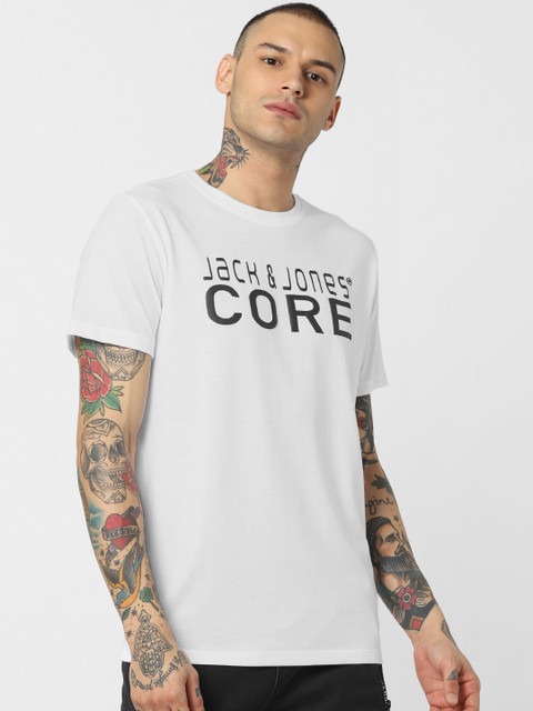 

Jack & Jones Men White Printed Round Neck T-shirt