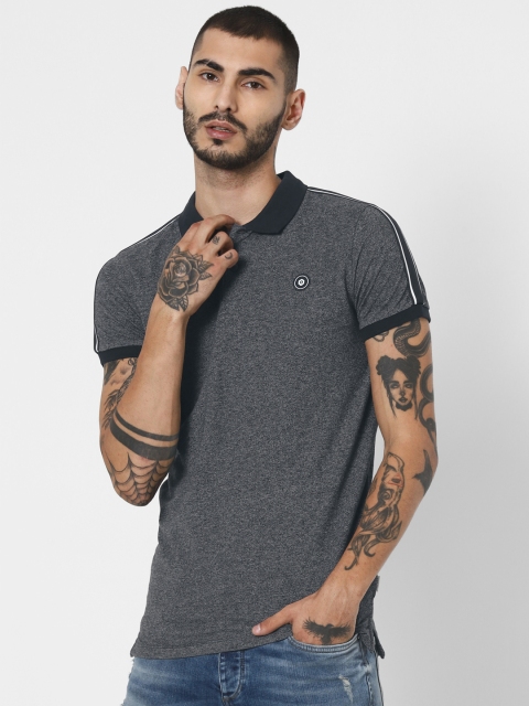 

Jack & Jones Men Navy Blue Solid Polo Collar T-shirt