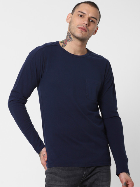 

Jack & Jones Men Navy Blue Solid Round Neck T-shirt