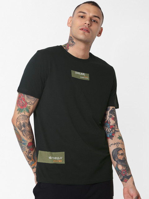 

Jack Jones Men Black Solid Round Neck Pure Cotton T-shirt