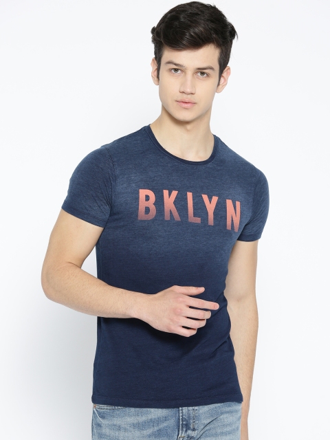 

Jack & Jones Men Navy Blue Printed Round Neck T-shirt