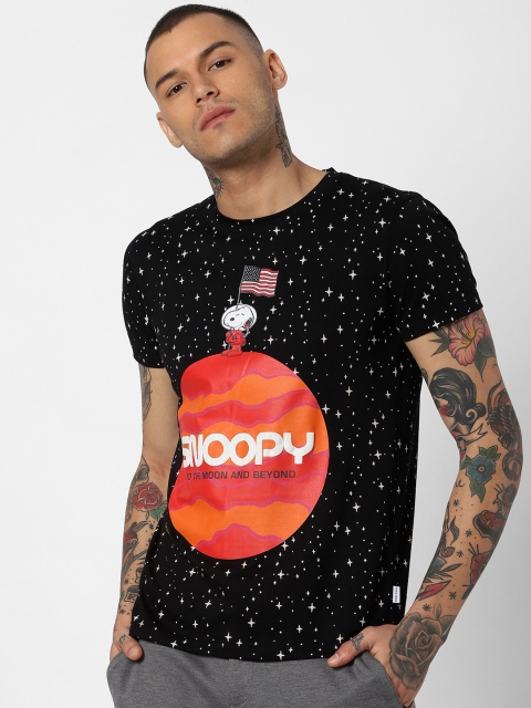 

Jack & Jones Men Black Printed Slim Fit Round Neck T-shirt