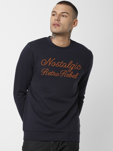 

Jack & Jones Men Navy Blue Embroidered Sweatshirt