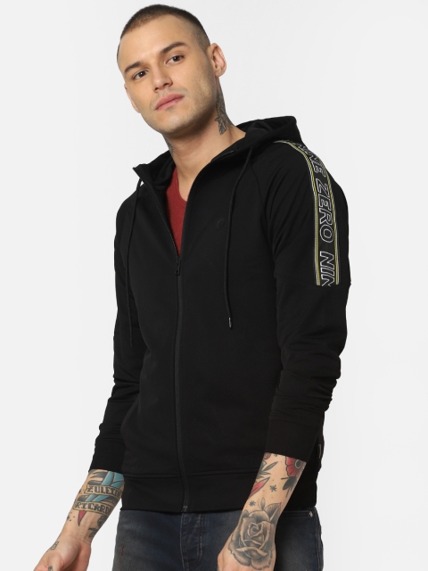 

Jack & Jones Men Black Solid Hooded Sweatshirt