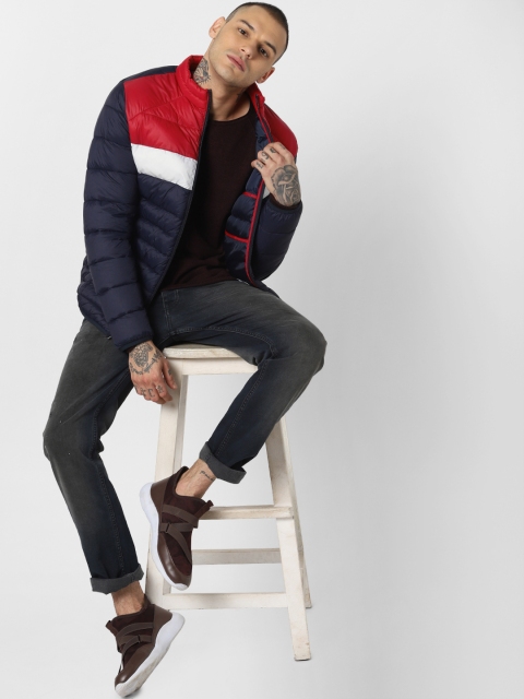

Jack & Jones Men Navy Blue Colourblocked Jacket