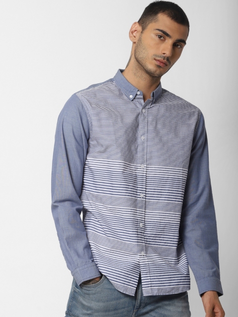 

Jack & Jones Men Blue & White Slim Fit Striped Casual Shirt